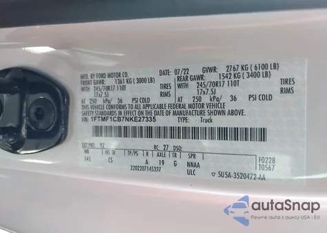 2022 Ford F-150 Xl from USA, damaged, VIN 1FTMF1CB7NKE27335